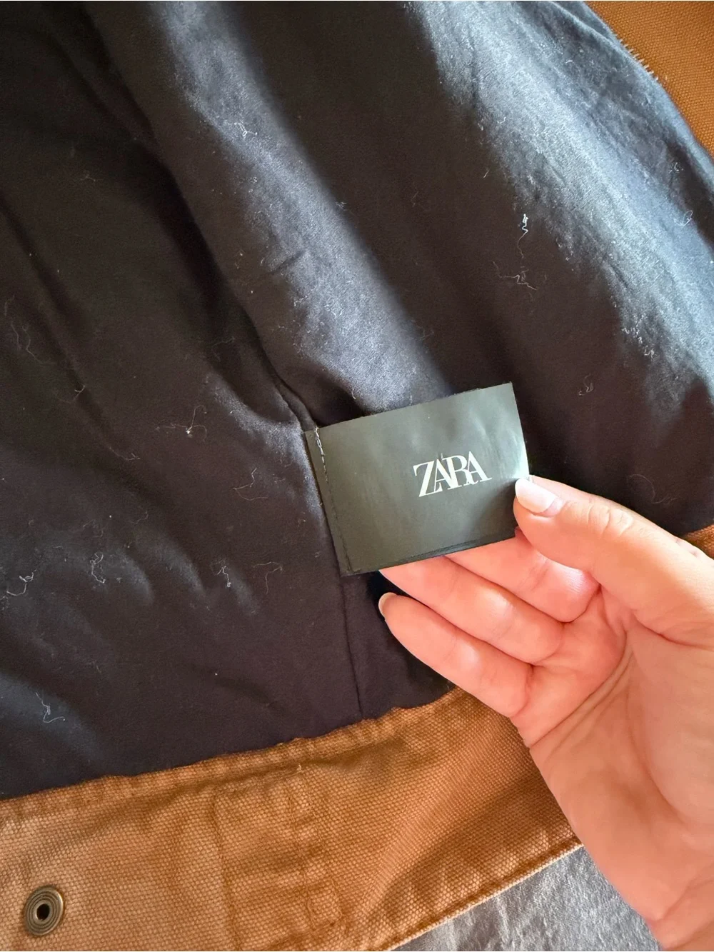 Zara Boys Brown Canvas Field Jacket with Corduroy Collar